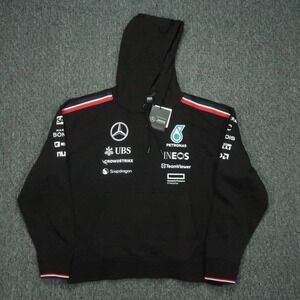 AMG Petronas Hoodie Womens Large Black Formula One Team Pullover NWT